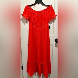 NWT Cynthia Steffe Long Flowy Maxi Dress Off Shoulder Red Hot Size 6